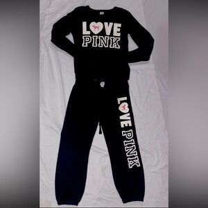 Pink Victoria’s Secret Y2K 2010 2Pc Matching Love Pink Puppy Logo Jogger Set S/P